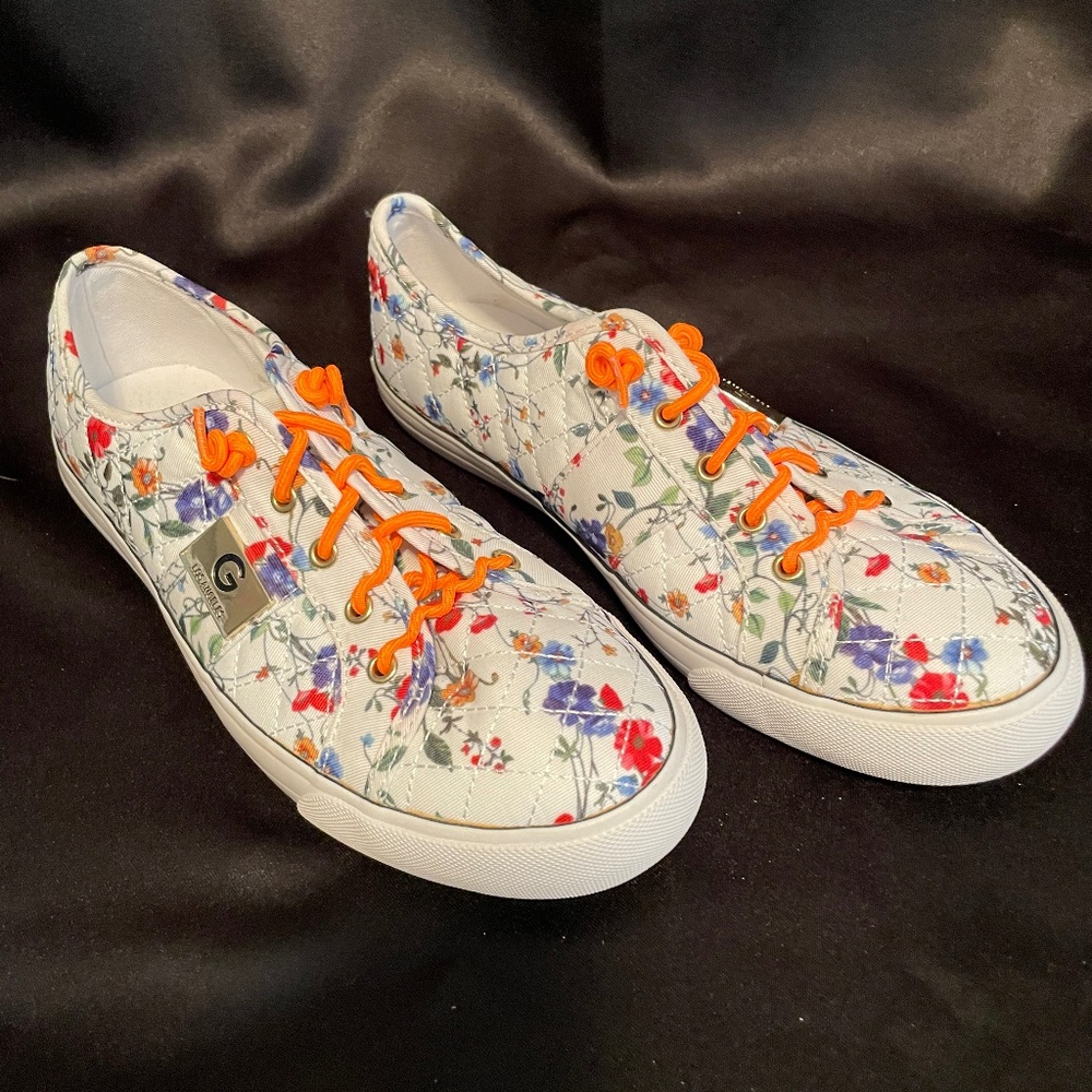 Guess GBG Los Angeles by Woman's Floral Canvas Shoes Sz 8.5 M